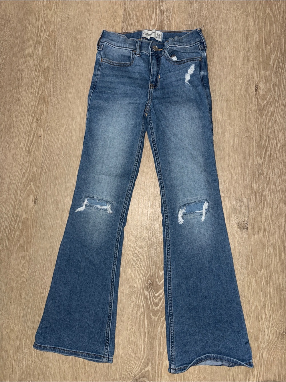 abercrombie kids Blue Distressed Flare Jeans